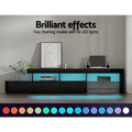 Artiss TV Cabinet Entertainment Unit 215cm Black LED