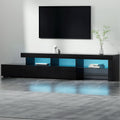 Artiss TV Cabinet Entertainment Unit 215cm Black LED