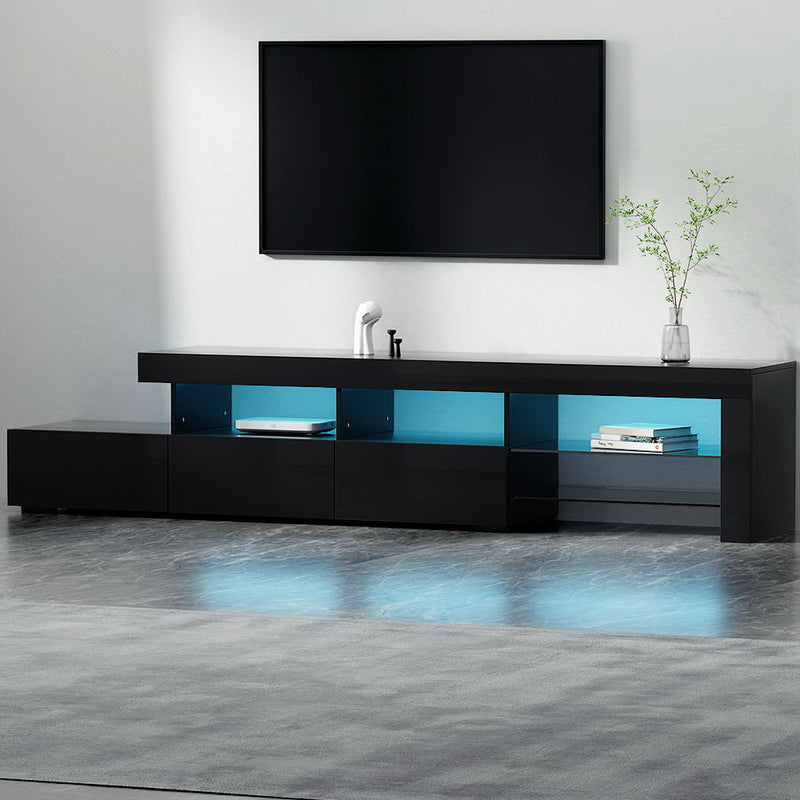 Artiss TV Cabinet Entertainment Unit 215cm Black LED