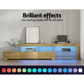 Artiss TV Cabinet 215cm LED Entertainment Unit Pine