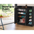 Artiss Shoe Rack Cabinet 21 Pairs Adjustable Shelves Black