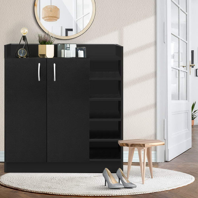 Artiss Shoe Rack Cabinet 21 Pairs Adjustable Shelves Black
