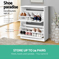 Artiss Shoe Rack Cabinet 24 Pairs Adjustable Shelves White