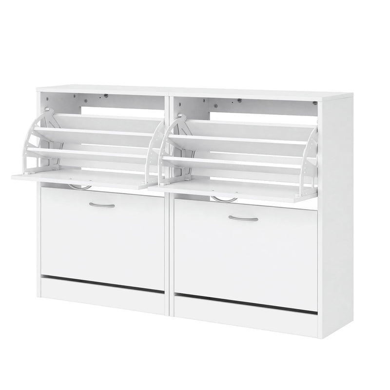 Artiss 2x Shoe Cabinet Storage Organiser 2 Flip Drawer White