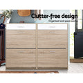 Artiss Shoe Rack Cabinet 36 Pairs Adjustable Shelves Pine