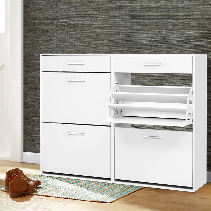 Artiss Shoe Rack Cabinet 36 Pairs Adjustable Shelves White