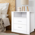 Artiss Bedside Table 2 Drawer White with Shelf
