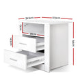 Artiss Bedside Table 2 Drawer White with Shelf