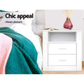Artiss Bedside Table 2 Drawer White with Shelf