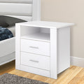 Artiss Bedside Table 2 Drawer White with Shelf