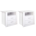 Artiss Bedside Table 2 Drawer White 2 Pack with Shelf
