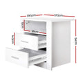 Artiss Bedside Table 2 Drawer White 2 Pack with Shelf