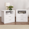 Artiss Bedside Table 2 Drawer White 2 Pack with Shelf