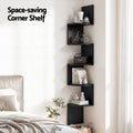 Artiss 5-Tier Corner Floating Wall Shelf Bookshelf Black