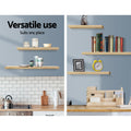 Artiss Floating Wall Shelf Set 3 Oak 60cm Walnut Display