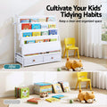 Keezi Kids Bookshelf Metal Storage Rack Toy Organiser White