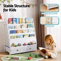 Keezi Kids Bookshelf Metal Storage Rack Toy Organiser White