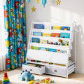 Keezi Kids Bookshelf Metal Storage Rack Toy Organiser White
