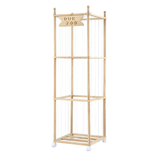 Keezi Toy Storage Cage with Wheels & Elastic Cords Wooden Organiser