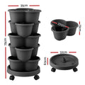 Green Fingers 5 Tier Vertical Garden Planter with Wheels Black