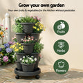 Green Fingers 5 Tier Vertical Garden Planter with Wheels Black