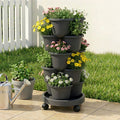 Green Fingers 5 Tier Vertical Garden Planter with Wheels Black