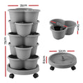 Green Fingers 5 Tier Vertical Garden Planter w/ Wheels Grey