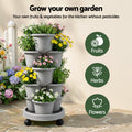 Green Fingers 5 Tier Vertical Garden Planter w/ Wheels Grey