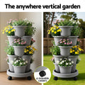 Green Fingers 5 Tier Vertical Garden Planter w/ Wheels Grey