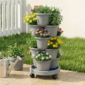 Green Fingers 5 Tier Vertical Garden Planter w/ Wheels Grey