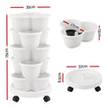 Green Fingers 5 Tier Vertical Garden Planter White Stackable Wheels