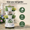Green Fingers 5 Tier Vertical Garden Planter White Stackable Wheels