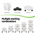 Green Fingers 5 Tier Vertical Garden Planter White Stackable Wheels