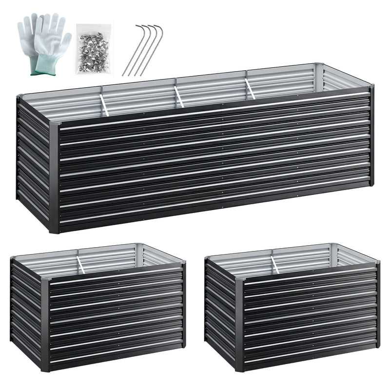 Green Fingers 2-in-1 Raised Garden Bed 240cm Galvanised Steel 77cm Deep