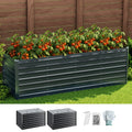 Green Fingers 2-in-1 Raised Garden Bed 240cm Galvanised Steel 77cm Deep