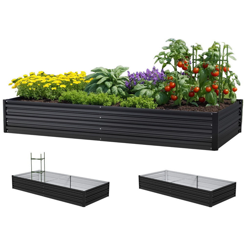Green Fingers Raised Garden Bed 2PC 210x90cm Galvanised Metal
