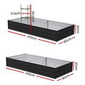 Green Fingers Raised Garden Bed 2PC 210x90cm Galvanised Metal