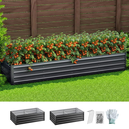 Green Fingers 2-in-1 Raised Garden Bed 240cm Metal Planter Box 45cm