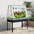 Green Fingers Garden Bed 116x60cm Metal Elevated w Greenhouse Cover