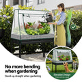 Green Fingers Garden Bed 116x60cm Metal Elevated w Greenhouse Cover