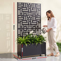 Green Fingers Mobile Planter Box Garden Bed with Trellis Privacy Screen & Lockable Wheels for Climbing Plants