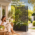 Green Fingers Mobile Planter Box Garden Bed with Trellis Privacy Screen & Lockable Wheels for Climbing Plants