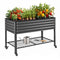 Green Fingers Mobile Raised Garden Bed With Wheels Storage Shelf 81cm Height for Vegetables Herb Charcoal