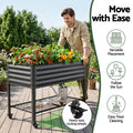 Green Fingers Mobile Raised Garden Bed With Wheels Storage Shelf 81cm Height for Vegetables Herb Charcoal