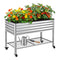Green Fingers Mobile Raised Garden Bed with Wheels Storage Shelf 81cm Height for Vegetables Herb Silver