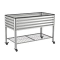 Green Fingers Mobile Raised Garden Bed with Wheels Storage Shelf 81cm Height for Vegetables Herb Silver