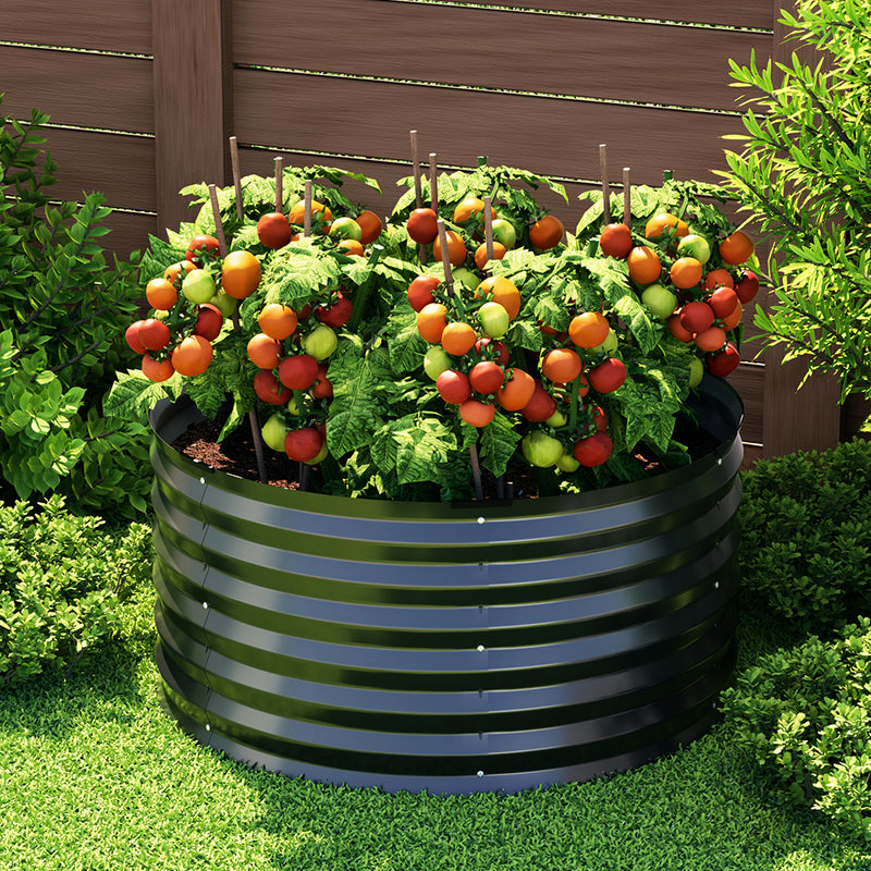 Green Fingers 90x45cm Raised Garden Bed Galvanised Round Latches