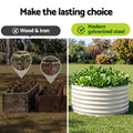 Green Fingers Round Metal Raised Garden Bed 90x45cm Planter Box White