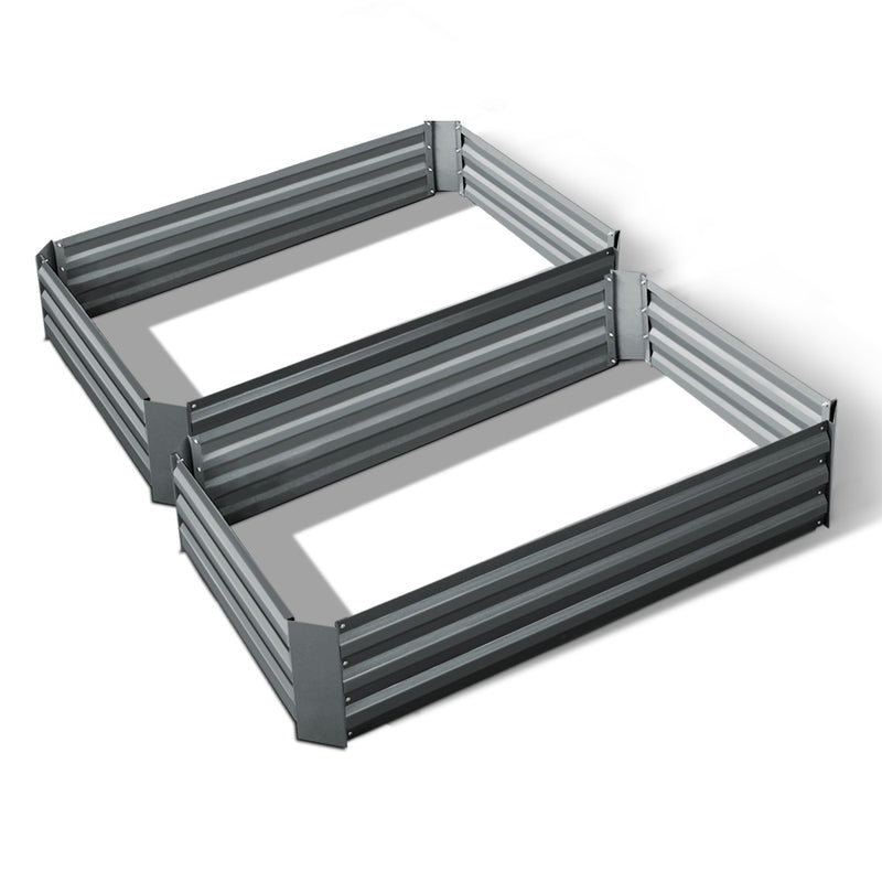 Green Fingers 120x90cm Galvanised Raised Garden Bed Planter Box x2
