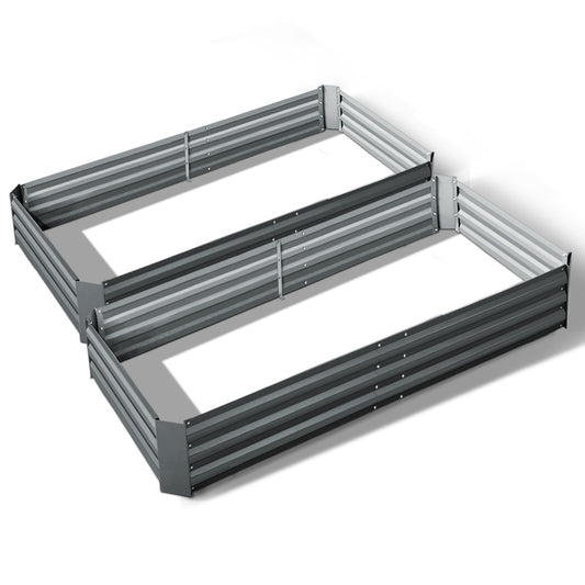 Green Fingers 2x Garden Bed 210x90cm Galvanised Raised Planter Box